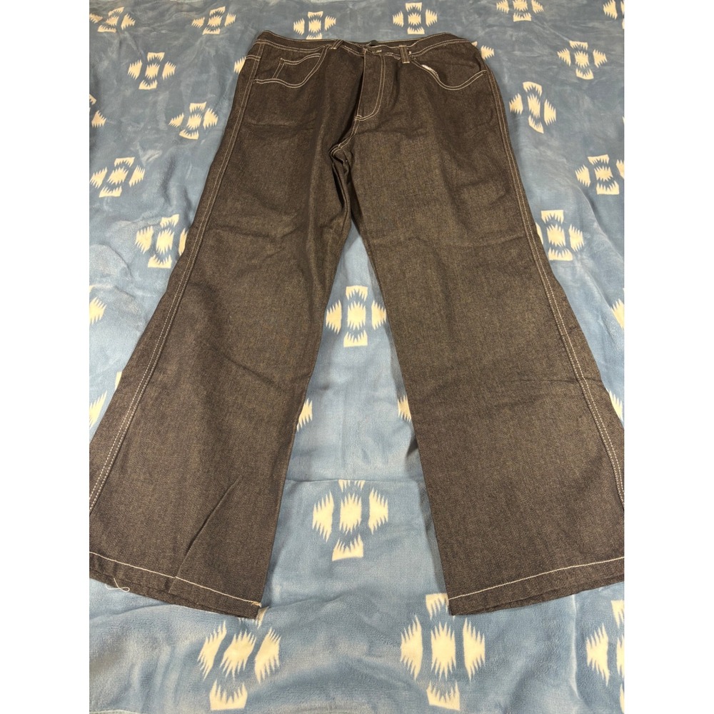 PJ Mark Mens Relaxed Straight Leg Jeans Dark Wash Contrast Stitch W38 L32